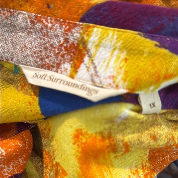 Soft Surroundings Painters Palette Colorful Abstract 100% Long Sleeve Button Up - Picture 15 of 16